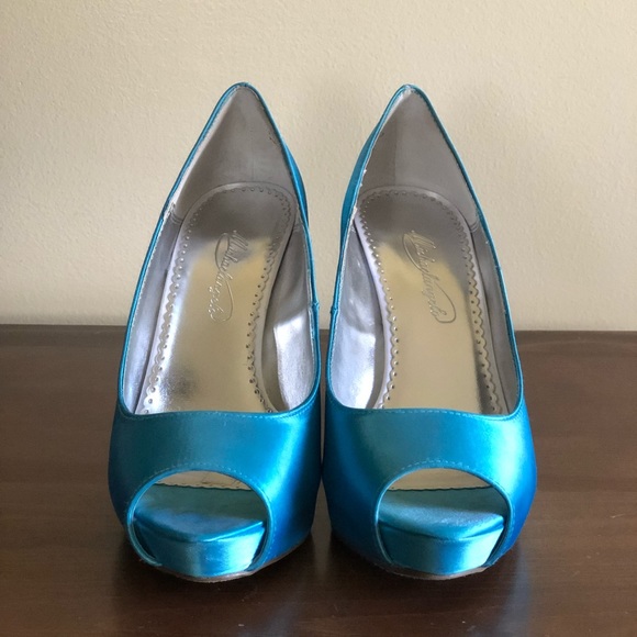 Silk, Aqua Blue, Formal Heels - Picture 5 of 6